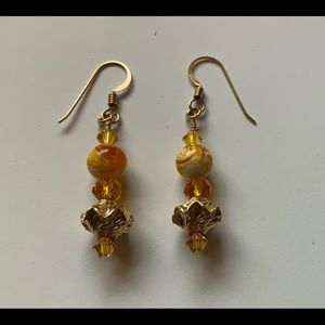 Gold Filled Beaded Earrings with Gold Filled Nuggets